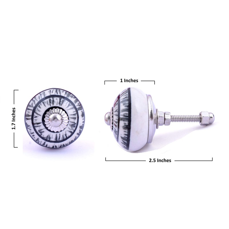 FOLK CRAFT Dresser Knobs for Drawers - Set of 25 Ceramic Cabinet Pull Handle Kitchen Cupboard Wardrobe Knob Boho Room Decorative Furniture Hardware - Black and White - Image 3